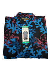 Cooke Street Men's Aloha Hawaiian Shirt, Short Sleeve, Cotton, Black, Size XL picture