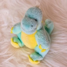 Vintage 1988 Applause Jolly Dyno Dinosaur Plush Rattle Blue Yellow 7