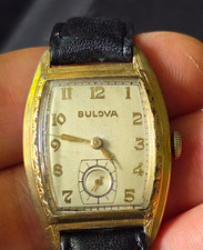 Bulova Manual Wind 1949 J9 Rectangle Watch GOLD Frt Case,  Silver Bk, Gold Let picture