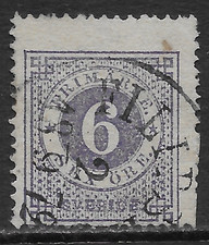 SWEDEN SCOTT 20 USED FINE - 1872 6o VIOLET - NUMERAL OF VALUE ISSUE picture