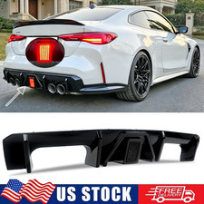 For 21-27 BMW G80 M3 G82 G83 M4 J Style Gloss Black Rear Diffuser W/ LED Light picture