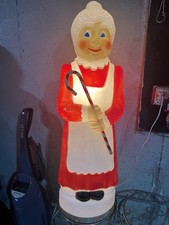 VTG MRS. CLAUS W/CANDY CANE LIGHTED DON FEATHERSTONE UNION MOLD 41” picture