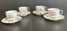4 Antique Helena Wolfsohn Dresden HP Floral TREMBLEUSE Cup & Saucer Sets picture