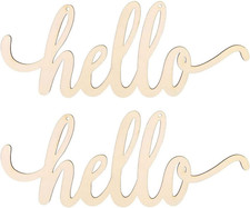 2Pcs Hello Wood Signs Cutouts Wooden Letter Signs DIY Block Words Decorative picture