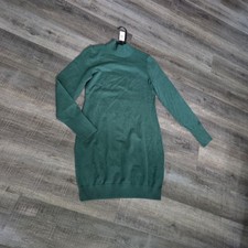 $88 NWT New EXPRESS Women's Sz Medium Green Sweater Dress Mock Neck Long Sleeved picture