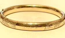 Vintage 12k Yellow Gold-Filled Carl-Art Inc Hinged Bangle Bracelet ☚☚☚LoOOoK picture