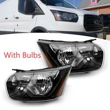 Left&Right Side Halogen Headlight For 2015-2024 Ford Transit 150 250 Black Clear picture