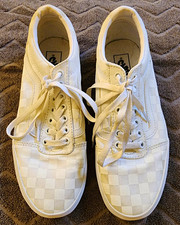 VANS Old Skool White Checker Check Low Top Lace-Up Canvas Men’s Sneakers Size 8 picture