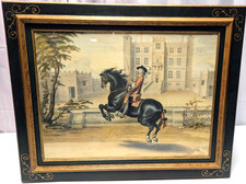 Antique 17th-Century French Equestrian Engraving by William Cavendish 1658 28x22 picture
