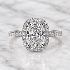 4.40 CT Cushion EF/VS IGI Lab Grown Diamond Halo Engagement Ring 14K White Gold picture