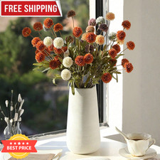 5Pcs Artificial Dandelion Flowers Orange Autumn Fall Decor Faux Floral Bouquet picture