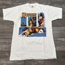 VTG 1989 MARVEL WOLVERINE COMICS WHITE PROMO T-SHIRT USA FOTL NWOT SNIKT SZ L picture
