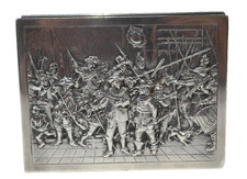 Dutch 833 Silver Repousse Box Night Watch scene by Rembrandt Circa 1919 picture