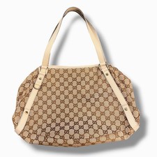 Gucci Women's Beige GG Abbey Canvas Shoulder Tote Purse Bag picture