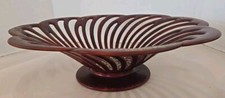 Vtg Occupied Japan Maruni Lacquerware Hand Made Footed Bowl W Metal Base 15.5