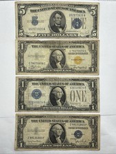 Scarce 1935A North Africa $1 + 1928 Funny Back + $5 & $1 Silver Cert – Mixed Lot picture