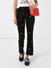 NEW Mother Women’s Insider Flood Jeans Fresh As A Daisy Black Floral Size 25 picture