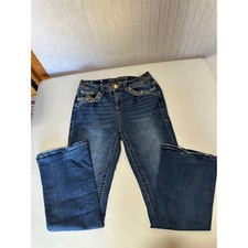 Sexy Couture Womens Bootcut Jeans Dark Wash Embroidered Rhinestone Pockets 29x31 picture