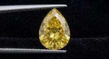 2.5 CT Canary yellow Loose Diamond Pear Cut D Grade Gemstone Jewelry Making 10x8 picture