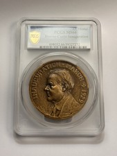 1929 President Herbert Hoover Official Inaugural PCGS MS66 Medal Bronze 70mm picture