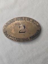 RARE 1920s VINTAGE HARVARD UNIVERSITY BRASS FOOTBALL COACH BADGE PIN- ATHLETICS  picture