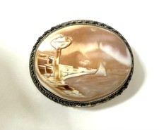 Antique Shell Cameo Brooch Mount Vesuvius picture