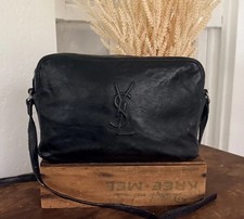 Authentic YSL Saint Laurent Black Leather Camera Bag Crossbody Purse Handbag picture