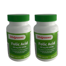 2 X Walgreens Folic Acid  · Heart Health 400mcg · 400 Tablets (Total = 800 Tabs) picture
