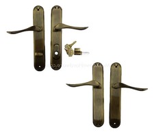 Pella Active Left / Inactive Right Hand Keyed Set Hinged Door Keys Antique Brass picture