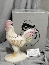 Fenton 5257 J1 Opal Satin Rooster NIB EUC Folk Art 2000 C Curry picture