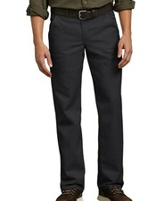 Dickies Work Pants Mens Flat Front Flex Straight Leg Slim Fit Black Size 40x30 picture