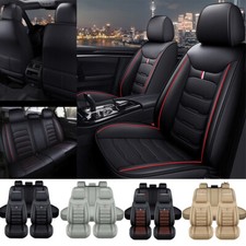 5-Seats Car Seat Covers PU Leather Front + Rear Back Cushion Full Set Universal picture
