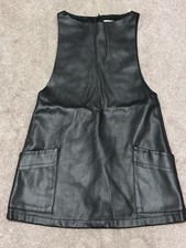 Zara Kids Faux Leather Pocket Dress Black Size 8 EU 128 Sleeveless picture
