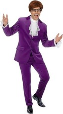 Men`s 60s Austin Powers Costume Adult Purple Gigolo Movie Spy Suit Halloween picture