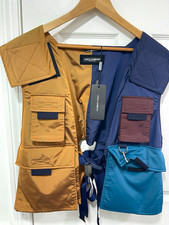 Dolce & Gabbana Men’s Colorblock Utility Vest Multi-Pocket Buckle Down 48 picture