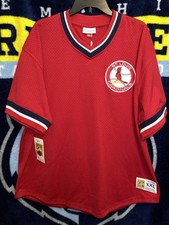 Mitchell and Ness MLB St. Louis Cardinals Red Mesh V-Neck Jersey Size XXL picture