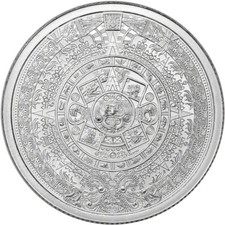 Pure Silver .999 Bullion - Mexico Aztec Calendar Mayan- 1/4 oz round coin picture