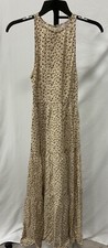 NEW CHELSEA28 Beige Angora Animal Dot Sleeveless Tiered Maxi Dress Size  XXS picture