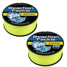 Reaction Tackle Braided Fishing Line Hi Vis Yellow 4 and 8 Strands PE picture