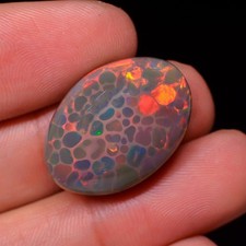 Natural Ethiopian Multi Fire Black Opal Cabochon 5 Ct Loose Gemstone Certified picture