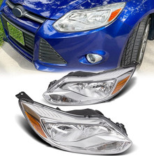 Pair Headlights Assembly Compatible with 2012-2014 Ford Focus Head Lamps Bulbs picture