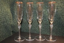 Set of 4 Lenox Monroe (Gold Trim) Millenium Edition Champagne Flutes (9 1/8
