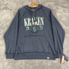 Seattle Kraken Vintage Fanatics Snow Wash Mens Medium Pullover Hoodie $75 MSRP picture