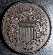 1867 TWO CENT PIECE 2¢ - AU UNC picture