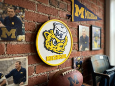 Michigan Wolverines Vintage Wolverine Wall Desk Shelf 3D Man Cave Sign picture