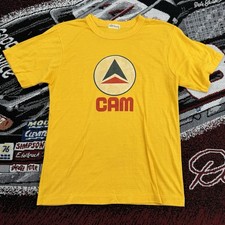 Vintage 1970s Delta Airlines T Shirt L Yellow Knit Knacks CAM Widget Logo Tee picture