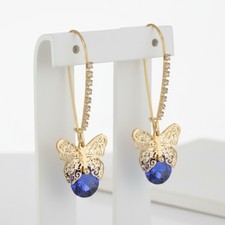 US Seller Betsey Johnson CZ Butterfly Dangle Earrings picture