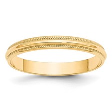 10k Gold 3mm Milgrain Half Round Band Ring SZ 6 for Women Solid Lightweight picture