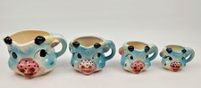 Vintage Betson's Cow Measuring Cups Complete Set Blue Original Foil Sticker RARE picture