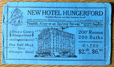 1910 NEW HOTEL HUNGERFORD antique blue blotter card SEATTLE, WASHINGTON picture